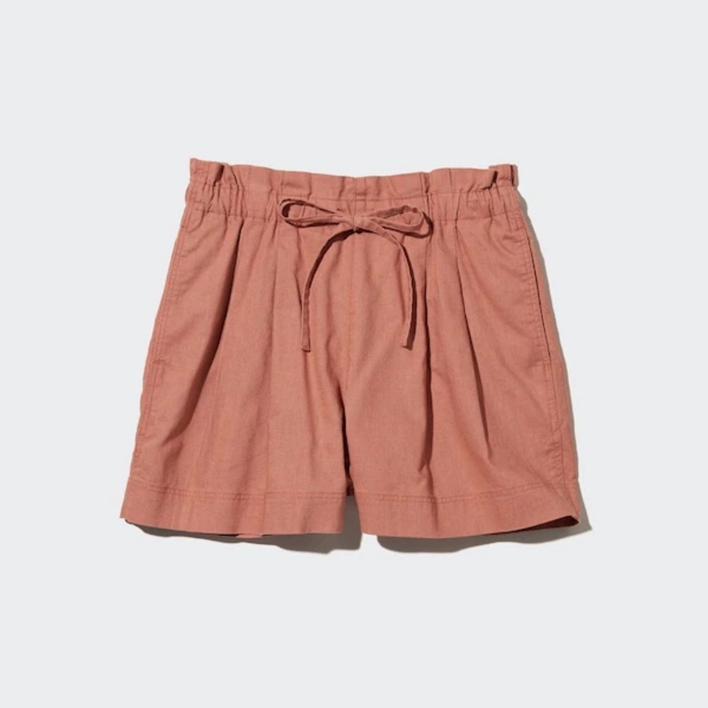 Rust Cotton Linen Shorts Women’s Size Small Uniqlo High-Rise